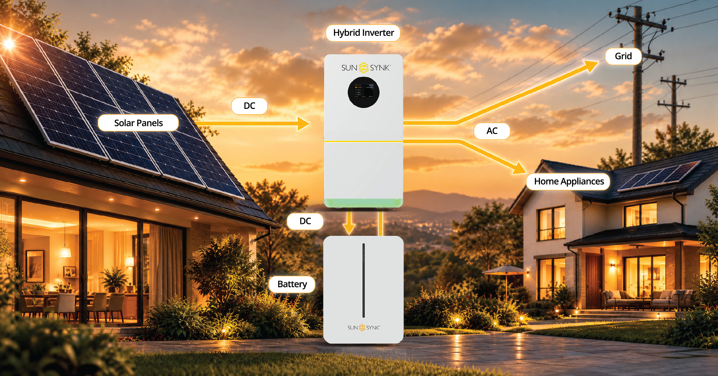 Sunsynk Maximus Hybrid Inverter Solar Power Flow Diagram
