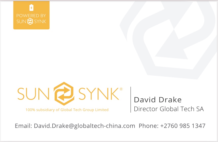 I would like to introduce David Drake, the new Global Tech / Sunsynk Director for Africa